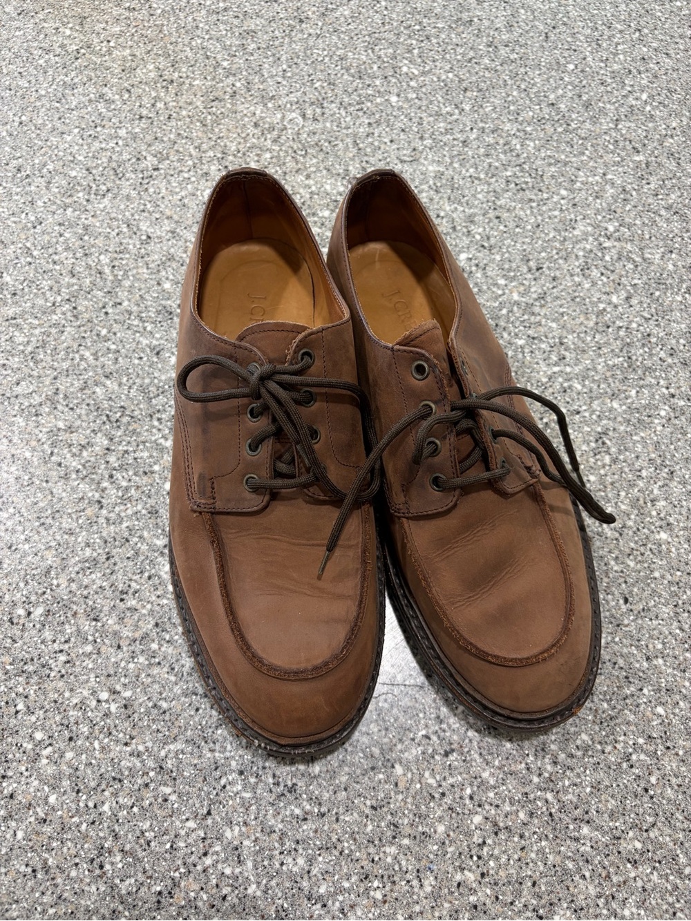 Men's Jcrew Vintage Brown Leather Casual Moc Toe Lace-Up Shoes